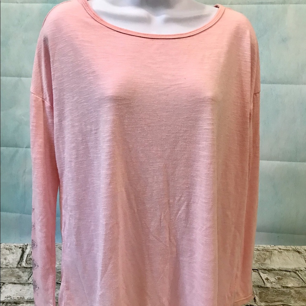 Gaiam Pink Long Sleeve Top Keyhole Back Sz XS